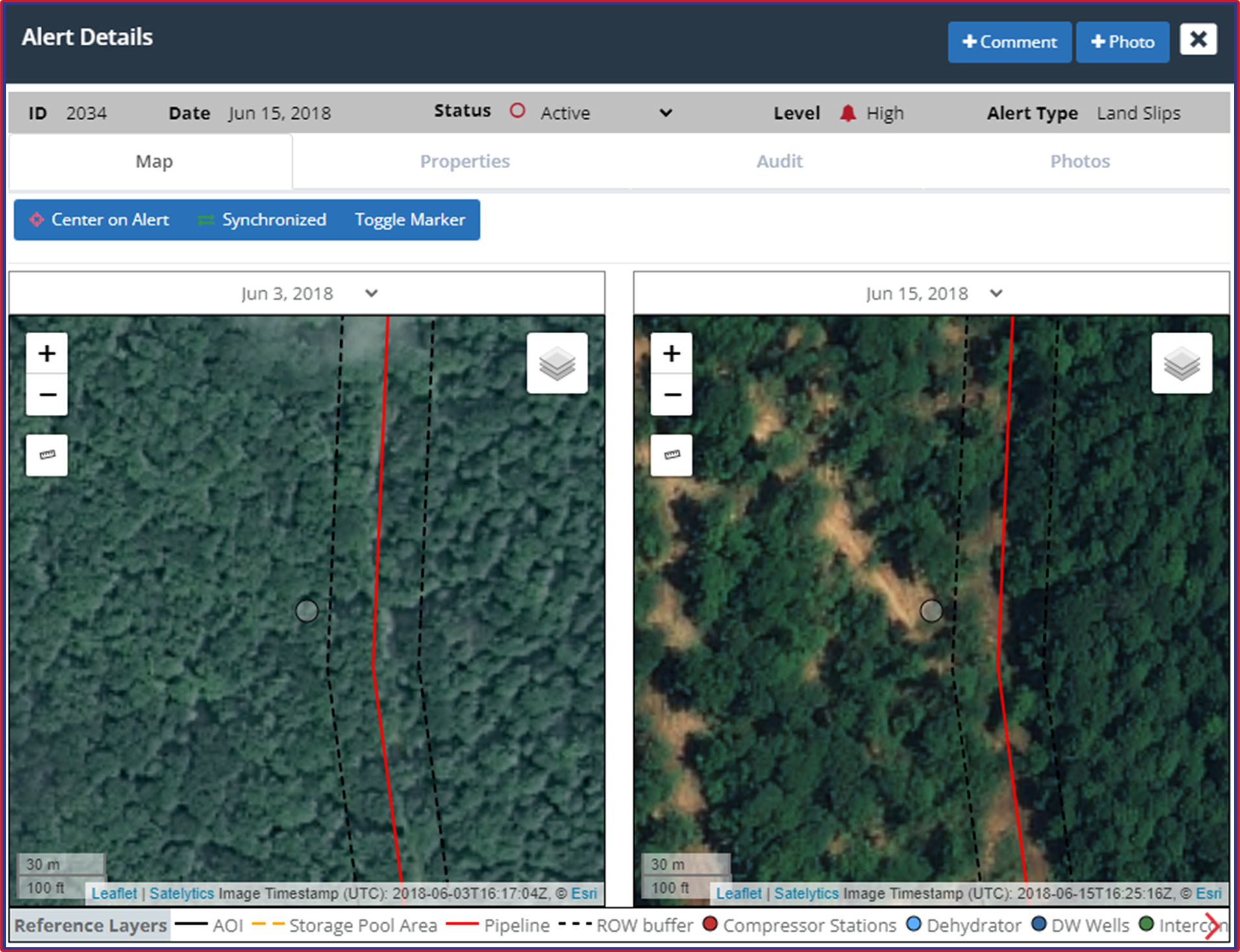 Compare surveys to identify exposed soil and loss of vegetation, as well as land slips.