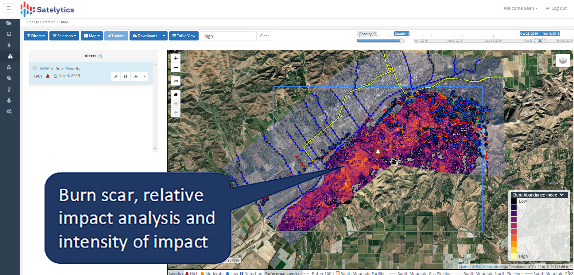 Satelytics helps you assess risks from wildfires.