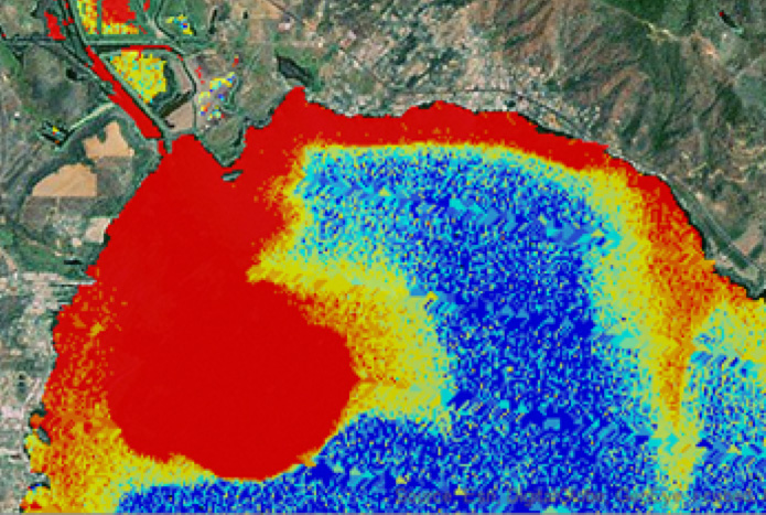 Phosphorus problem in Clear Lake California Watershed. Red is high. Dark blue is low.